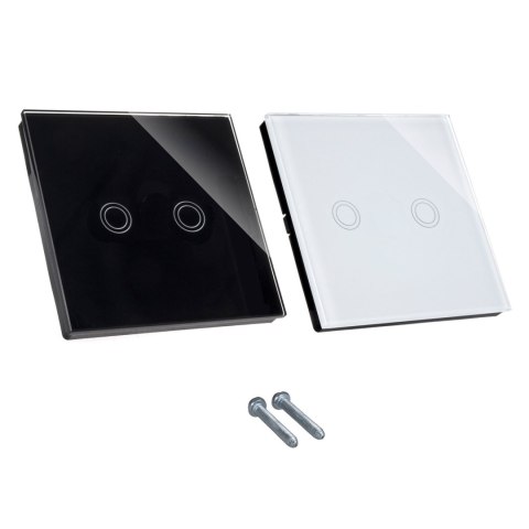 Dotykowy włącznik światła Maclean, podwójny, SMART, Tuya APP, szklany, czarny z okrągłym podśw. przycisku, 86x86mm, MCE714B Dotykowy włącznik światła Maclean, podwójny, SMART, Tuya APP, szklany, czarny z okrągłym podśw. przycisku, 86x86mm, MCE714B