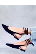Baleriny bez pięty wiązane DENTONI BLACK - Inello Inello
