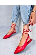 Baleriny z odkrytą piętą wiązane JODY RED - Inello Inello