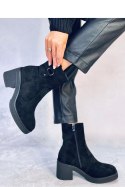 Botki na szerokim obcasie COOKE BLACK - Inello Inello