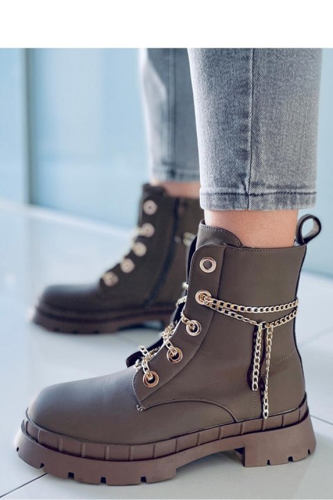Botki sznurowane LOHAN KHAKI - Inello Inello Botki sznurowane LOHAN KHAKI - Inello Inello