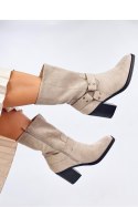 Botki zamszowe kowbojki HARDIN BEIGE - Inello Inello