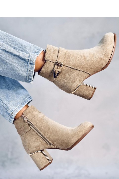 Eleganckie botki na obcasie KHALIA KHAKI - Inello Inello Eleganckie botki na obcasie KHALIA KHAKI - Inello Inello