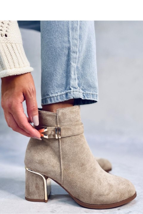Eleganckie botki na obcasie KHALIA KHAKI - Inello Inello Eleganckie botki na obcasie KHALIA KHAKI - Inello Inello