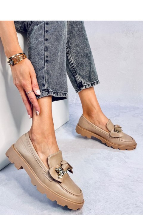 Mokasyny ze złotym misiem HONEY KHAKI - Inello Inello Mokasyny ze złotym misiem HONEY KHAKI - Inello Inello
