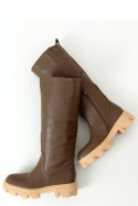 Oficerki na grubej podeszwie khaki QT21P ARMY GREEN - Inello Inello
