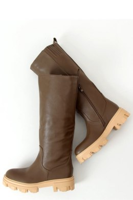Oficerki na grubej podeszwie khaki QT21P ARMY GREEN - Inello Inello