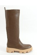 Oficerki na grubej podeszwie khaki QT21P ARMY GREEN - Inello Inello
