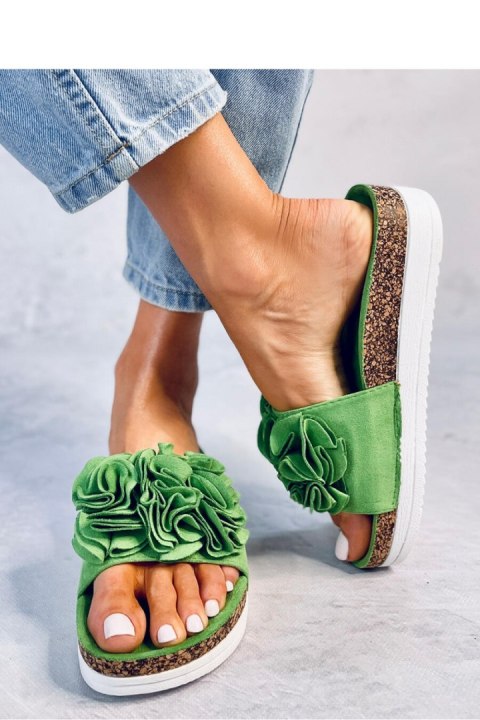 Sandał Klapki z kwiatami RIZZO GREEN - Inello Inello Sandał Klapki z kwiatami RIZZO GREEN - Inello Inello