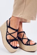 Sandałki espadryle na koturnie PASCAI BLACK - Inello Inello