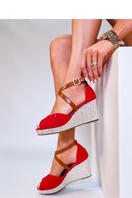 Sandałki na koturnie open toe BERNA RED - Inello Inello