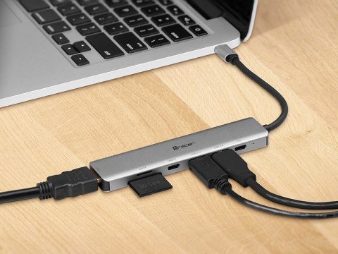 ADAPTER TRACER A-2, USB Type-C z czytnikiem kart, HDMI 4K, USB 3.0, PDW 60W ADAPTER TRACER A-2, USB Type-C z czytnikiem kart, HDMI 4K, USB 3.0, PDW 60W