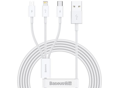 BASEUS Kabel USB 3w1 Superior Series, USB do micro USB / USB-C / Lightning, 3.5A, 1.2m (CAMLTYS-02) Biały BASEUS Kabel USB 3w1 Superior Series, USB do micro USB / USB-C / Lightning, 3.5A, 1.2m (CAMLTYS-02) Biały