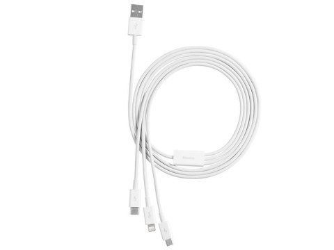 BASEUS Kabel USB 3w1 Superior Series, USB do micro USB / USB-C / Lightning, 3.5A, 1.2m (CAMLTYS-02) Biały BASEUS Kabel USB 3w1 Superior Series, USB do micro USB / USB-C / Lightning, 3.5A, 1.2m (CAMLTYS-02) Biały