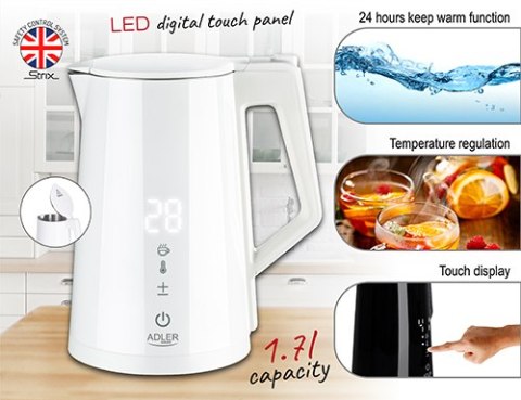 AD 1345 white Czajnik metalowy led z regulacją temperatury 1,7l strix AD 1345 white Czajnik metalowy led z regulacją temperatury 1,7l strix