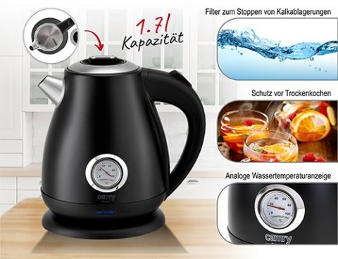 CR 1344 black Czajnik metalowy z termometrem 1,7l CR 1344 black Czajnik metalowy z termometrem 1,7l