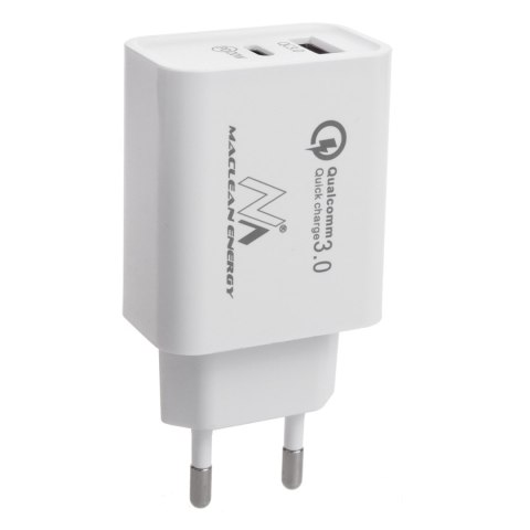 Ładowarka sieciowa 20W Maclean, PD, Power Delivery, Qualcomm Quick Charge, QC 3.0, 5V3A/9V2.22A/12V1.67A, biała, MCE485W Ładowarka sieciowa 20W Maclean, PD, Power Delivery, Qualcomm Quick Charge, QC 3.0, 5V3A/9V2.22A/12V1.67A, biała, MCE485W