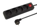 98-068# Przedłużacz sieciowy pr-470wsp 4-gniazda z uziemieniem+wyłącznik 5m czarny 3x1,5mm