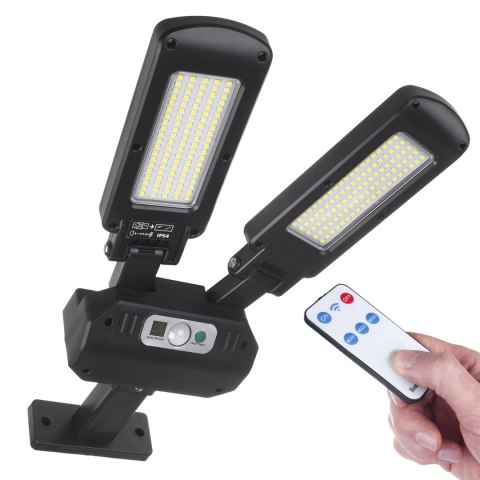 Solarna lampa uliczna LED z czujnikiem ruchu i pilotem Maclean IP54, 5W, 2x450lm, 6500K, Li-ion 2400 mAh, 3 tryby pracy MCE447 Solarna lampa uliczna LED z czujnikiem ruchu i pilotem Maclean IP54, 5W, 2x450lm, 6500K, Li-ion 2400 mAh, 3 tryby pracy MCE447