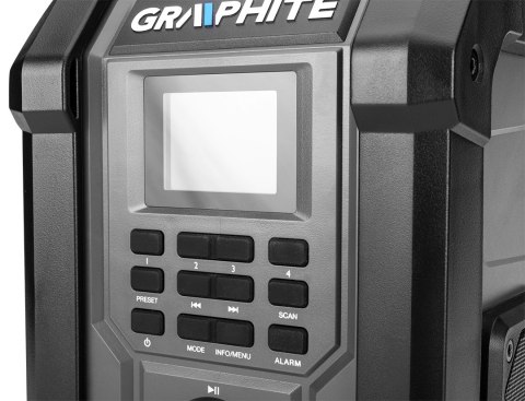 Radio budowlane akumulatorowo-sieciowe Graphite Energy+ 18V bez akumulatora Radio budowlane akumulatorowo-sieciowe Graphite Energy+ 18V bez akumulatora