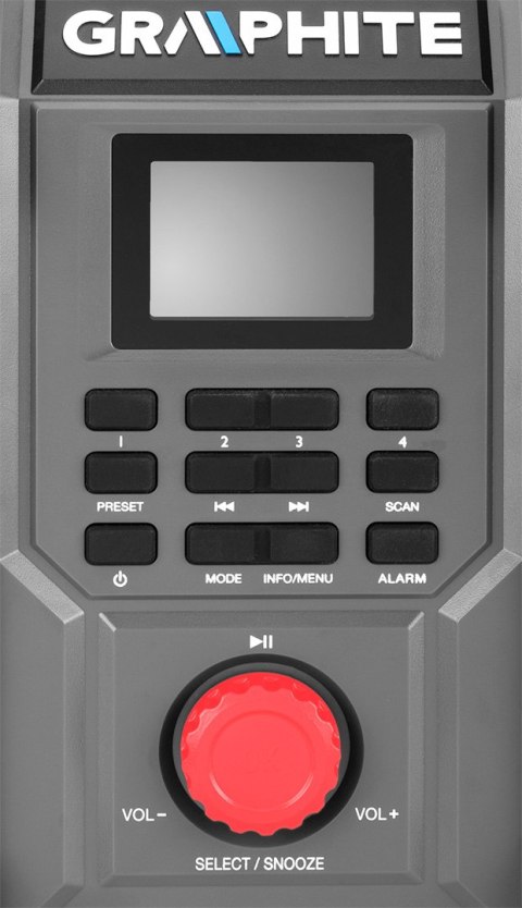 Radio budowlane akumulatorowo-sieciowe Graphite Energy+ 18V bez akumulatora Radio budowlane akumulatorowo-sieciowe Graphite Energy+ 18V bez akumulatora