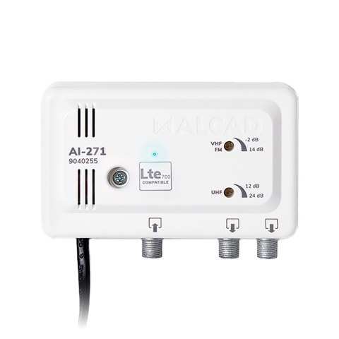 Wzmacniacz antenowy wewnętrzny 2 wyjścia LTE700 AI-271 ALCAD Wzmacniacz antenowy wewnętrzny 2 wyjścia LTE700 AI-271 ALCAD