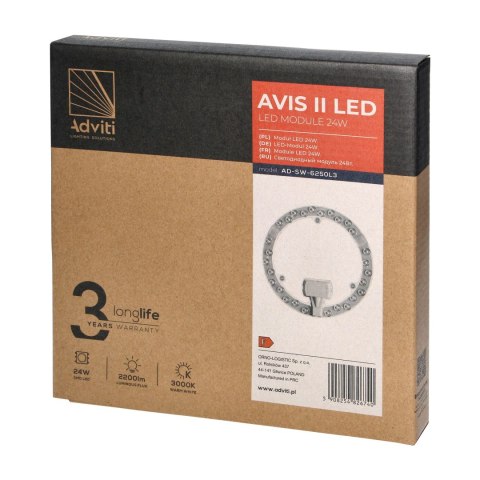 AVIS II LED panel świetlny LED 24W, 2200lm, 3000K, ? 215 AVIS II LED panel świetlny LED 24W, 2200lm, 3000K, ? 215