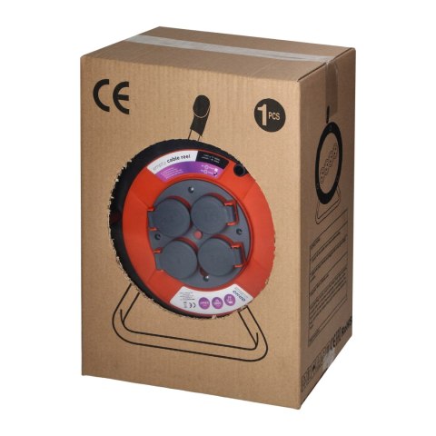 Bryzgoszczelny zwijak bębnowy IP44 4x2P+Z (Schuko) 16A 230V Bryzgoszczelny zwijak bębnowy IP44 4x2P+Z (Schuko) 16A 230V