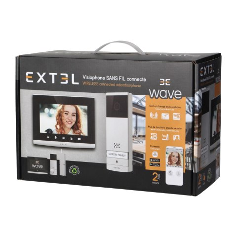 Extel Wave, bezprzewodowy zestaw wideo domofonowy, monitor 7", dotykowy, menu OSD, WI-FI + APP na telefon, sterowanie bramą, za Extel Wave, bezprzewodowy zestaw wideo domofonowy, monitor 7", dotykowy, menu OSD, WI-FI + APP na telefon, sterowanie bramą, za