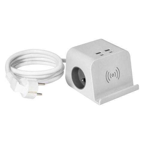 Listwa zasilająca nabiurkowa z ładowarką USB, śrubowym zaciskiem mocującym i przewodem 1,4m, 2x2P+Z, 4xUSB, biały Listwa zasilająca nabiurkowa z ładowarką USB, śrubowym zaciskiem mocującym i przewodem 1,4m, 2x2P+Z, 4xUSB, biały