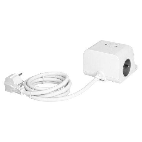 Listwa zasilająca nabiurkowa z ładowarką USB, śrubowym zaciskiem mocującym i przewodem 1,4m, 2x2P+Z, 4xUSB, biały Listwa zasilająca nabiurkowa z ładowarką USB, śrubowym zaciskiem mocującym i przewodem 1,4m, 2x2P+Z, 4xUSB, biały