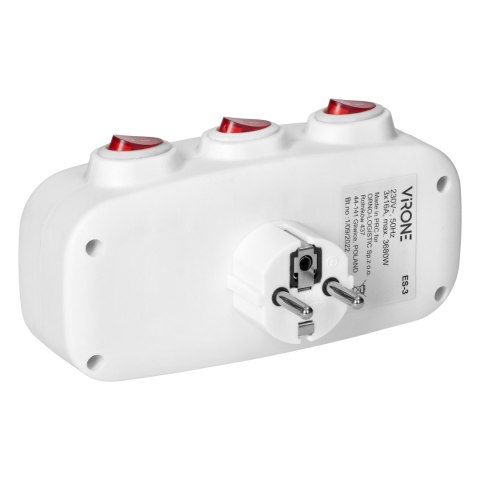 Rozgałęźnik 3x2P+Z z 3 włącznikami Rozgałęźnik 3x2P+Z z 3 włącznikami
