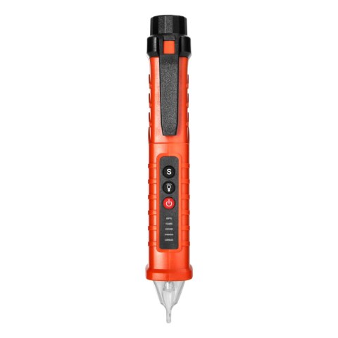 Indukcyjny tester napięcia z latarką, 12-1000V AC/DC, pomarańczowy Indukcyjny tester napięcia z latarką, 12-1000V AC/DC, pomarańczowy