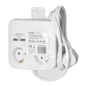 Kwadratowa listwa zasilająca z ładowarką USB 3x2P+Z (Schuko), 2xUSB-A, kabel 3x1,5mm2, 1,4m