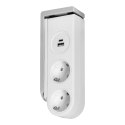 Listwa zasilająca biurkowa typu Schuko z ładowarką USB i sprężynowym zaciskiem mocującym
