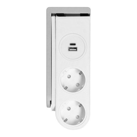 Listwa zasilająca biurkowa typu Schuko z ładowarką USB i sprężynowym zaciskiem mocującym Listwa zasilająca biurkowa typu Schuko z ładowarką USB i sprężynowym zaciskiem mocującym