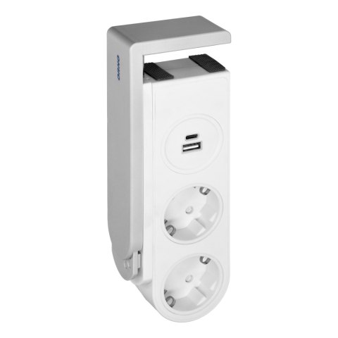 Listwa zasilająca biurkowa typu Schuko z ładowarką USB i sprężynowym zaciskiem mocującym Listwa zasilająca biurkowa typu Schuko z ładowarką USB i sprężynowym zaciskiem mocującym