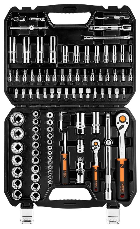 Klucze nasadowe, 1/4", 1/2", CrV, zestaw 94 szt. Klucze nasadowe, 1/4", 1/2", CrV, zestaw 94 szt.