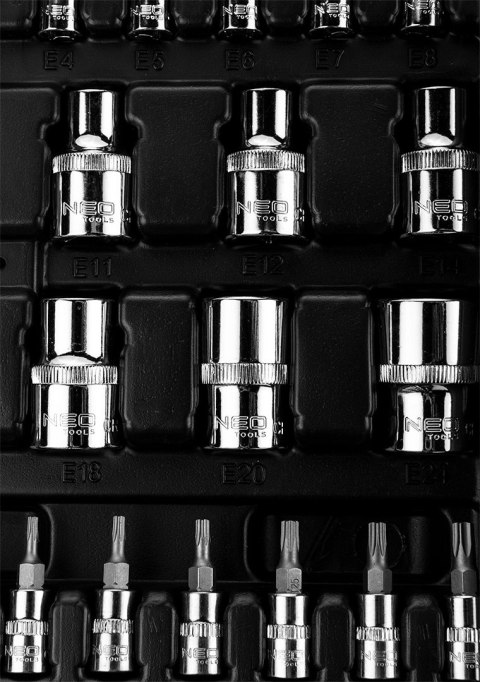 Klucze nasadowe 1/4", 1/2", zestaw 110 szt., CrV Klucze nasadowe 1/4", 1/2", zestaw 110 szt., CrV
