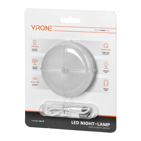 Lampka nocna LED z czujnikiem ruchu, ładowalna, samoprzylepna, 3000/6000K Lampka nocna LED z czujnikiem ruchu, ładowalna, samoprzylepna, 3000/6000K
