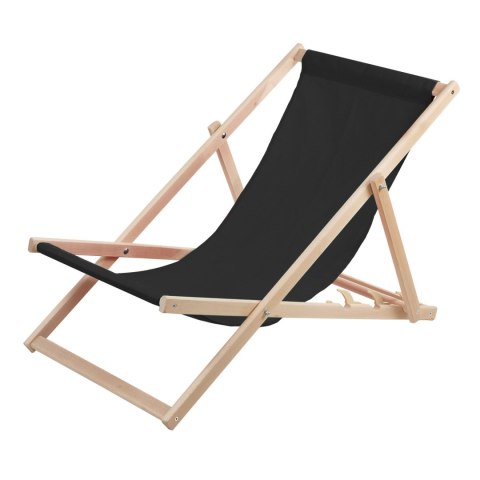 Leżak plażowy, drewniany czarny Leżak plażowy, drewniany czarny