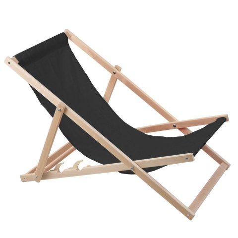 Leżak plażowy, drewniany czarny Leżak plażowy, drewniany czarny