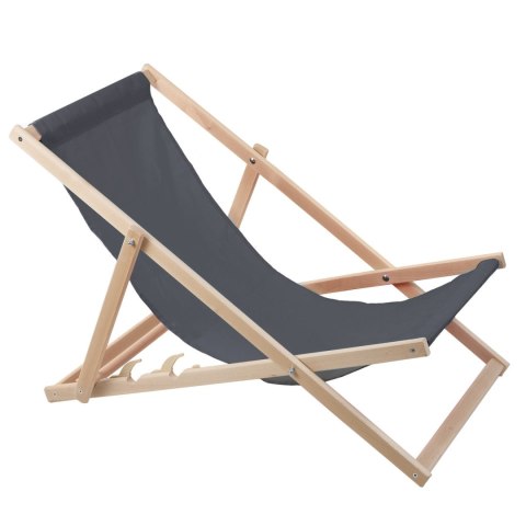 Leżak plażowy, drewniany szary Leżak plażowy, drewniany szary