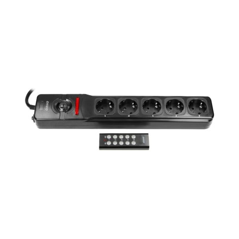 Przedłużacz 5 gniazd 2P+Z, sterowany bezprzewodowo, kabel 3x1,5mm?, długość 3m, wersja schuko Przedłużacz 5 gniazd 2P+Z, sterowany bezprzewodowo, kabel 3x1,5mm?, długość 3m, wersja schuko