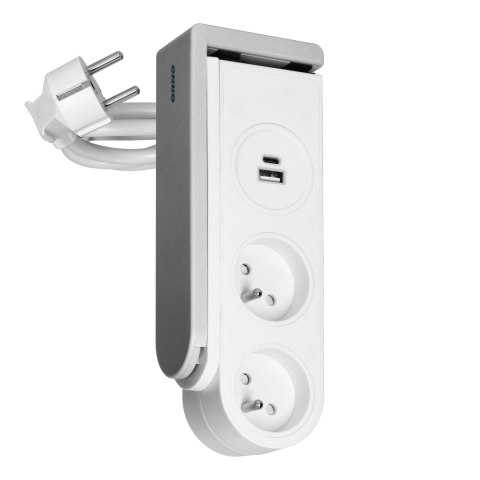 Listwa zasilająca biurkowa z ładowarką USB i sprężynowym zaciskiem mocującym Listwa zasilająca biurkowa z ładowarką USB i sprężynowym zaciskiem mocującym
