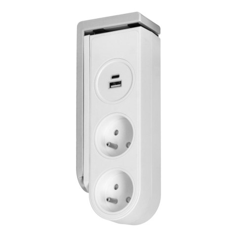 Listwa zasilająca biurkowa z ładowarką USB i sprężynowym zaciskiem mocującym Listwa zasilająca biurkowa z ładowarką USB i sprężynowym zaciskiem mocującym