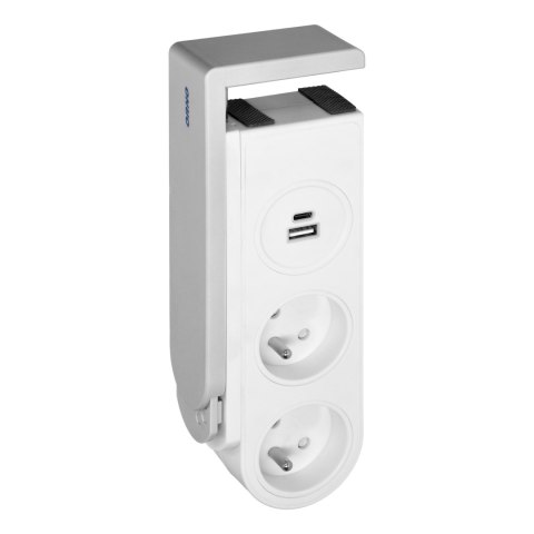 Listwa zasilająca biurkowa z ładowarką USB i sprężynowym zaciskiem mocującym Listwa zasilająca biurkowa z ładowarką USB i sprężynowym zaciskiem mocującym