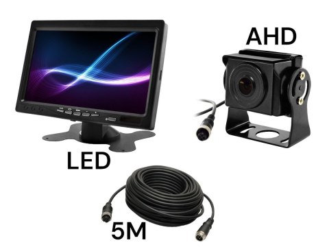 Monitor samochodowy lcd 7 cali 12/24v kabel 5m oraz kamera cofania 4pin zestaw ahd Monitor samochodowy lcd 7 cali 12/24v kabel 5m oraz kamera cofania 4pin zestaw ahd
