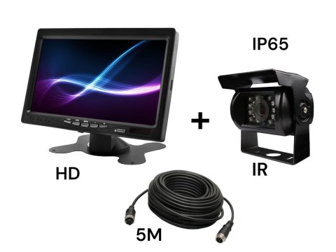 Monitor samochodowy lcd 7 cali 12/24v kabel 5m oraz kamera cofania 4pin zestaw hd Monitor samochodowy lcd 7 cali 12/24v kabel 5m oraz kamera cofania 4pin zestaw hd