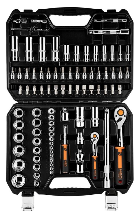 Klucze nasadowe 1/4", 1/2", zestaw 86 szt., CrV Klucze nasadowe 1/4", 1/2", zestaw 86 szt., CrV